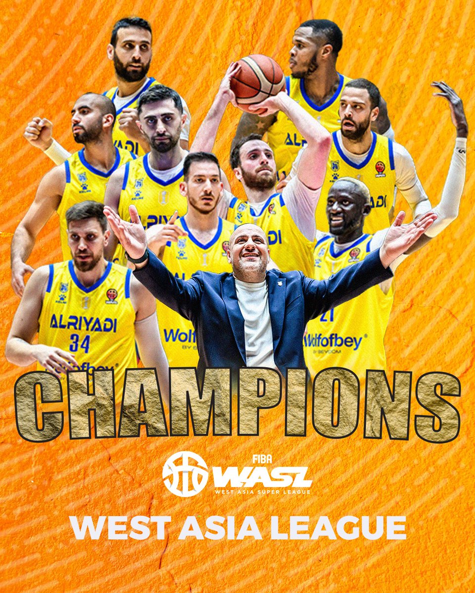 BCL_Asia's tweet photo. FIBA WASL WEST ASIA LEAGUE THREE-PEAT 😤

Al Riyadi Beirut are crowned Champions of FIBA WASL West Asia for the third consecutive year 🏆

#FIBAWASL https://t.co/UWxSUIyZI3