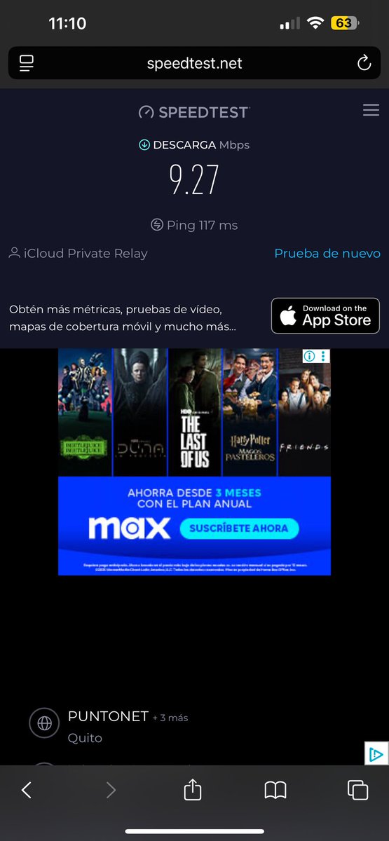 emprorep's tweet photo. @fcoealvarez @PuntonetEcuador Lo mismo me pasa 2.99 en la red normal y en la red 5G no pasa de 10 megas pésimo este internet la vdd @PuntonetEcuador y lo peor de todo es el servicio al cliente https://t.co/a088AWCon4