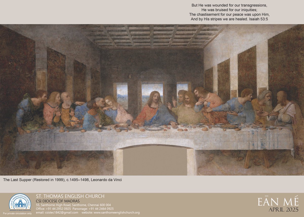 CSI_STEC's tweet photo. Our Church Newsletter for April 2025 - the EanMe - is now online! Here’s the link to read: https://t.co/cibt94fN66

#ChurchNewsletter #ChurchMagazine #Passiontide #PalmSunday #HolyWeek #LastSupper #Chennai #CSIChurch #ChurchofSouthIndia https://t.co/hFivEZRMOI