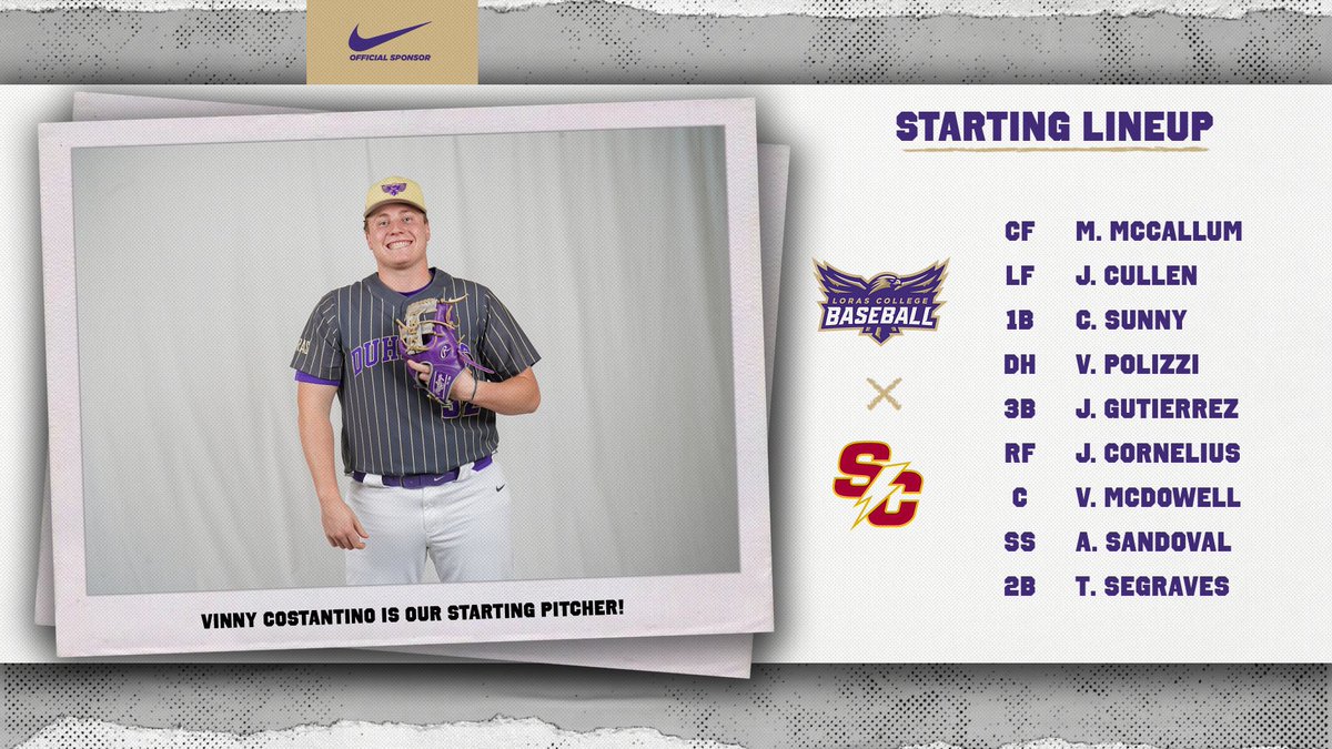 LorasBaseball's tweet photo. Starters for today’s first contest 💪🏽

Our starting pitcher is Vinny Costantino!

#GoDuhawks | #RollRiversBSB | #D3Baseball https://t.co/63iOZqA6uZ