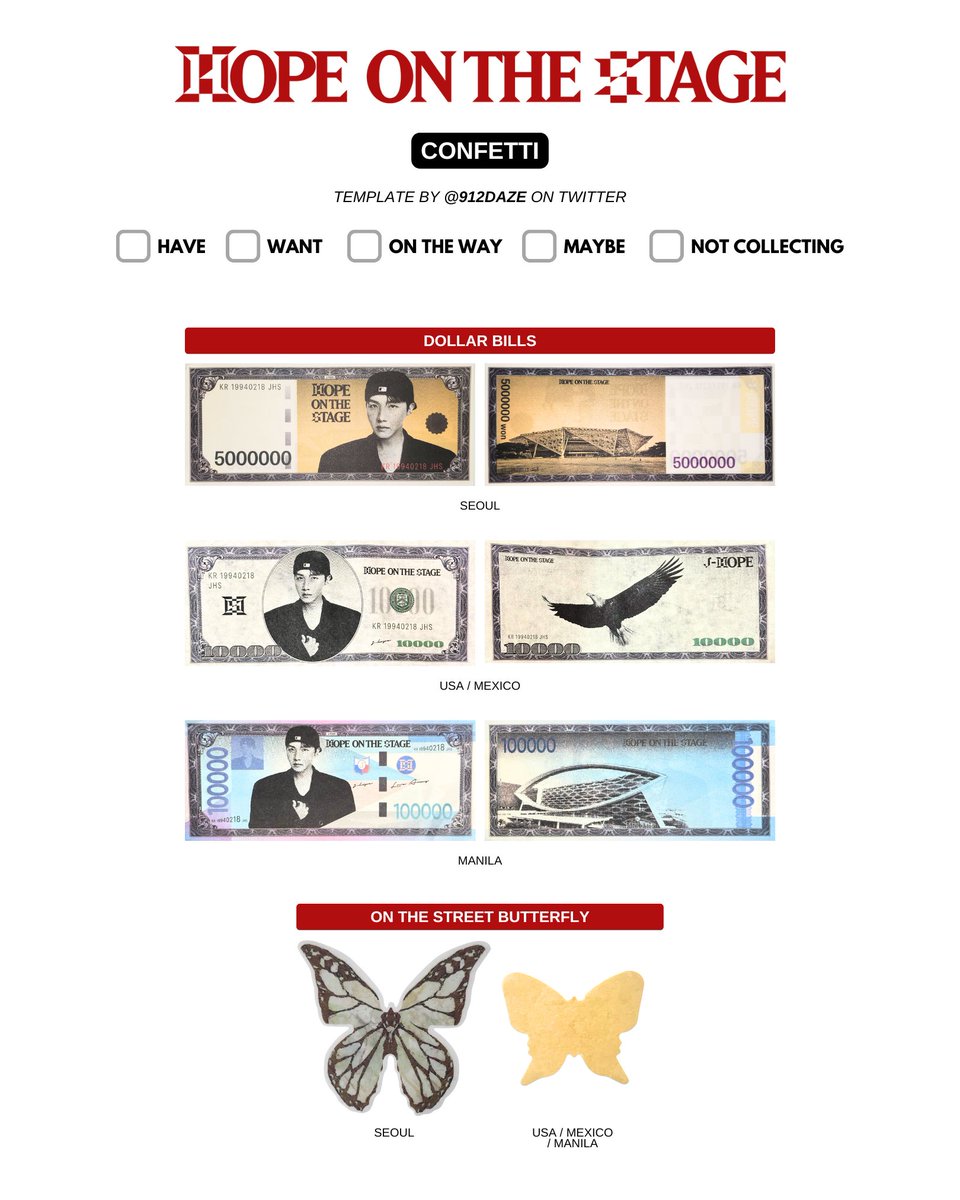 BTS J-HOPE HOBI MONEY DOLLAR HOTS HOS TOUR PC PHOTOCARD WISHLIST