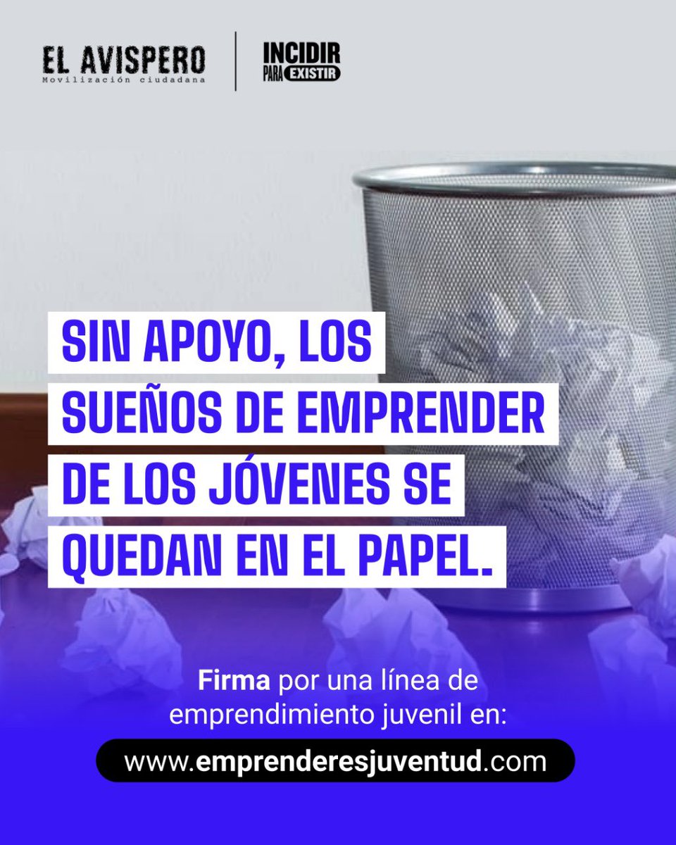 Los sueños de la juventud tienen el poder de transformar nuestra ciudad: Ideas increíbles, negocios con propósito, proyectos que solucionan problemas reales.

Bogotá debe crear una línea específica de apoyo para el emprendimiento juvenil. Firma y comparte: emprenderesjuventud.com