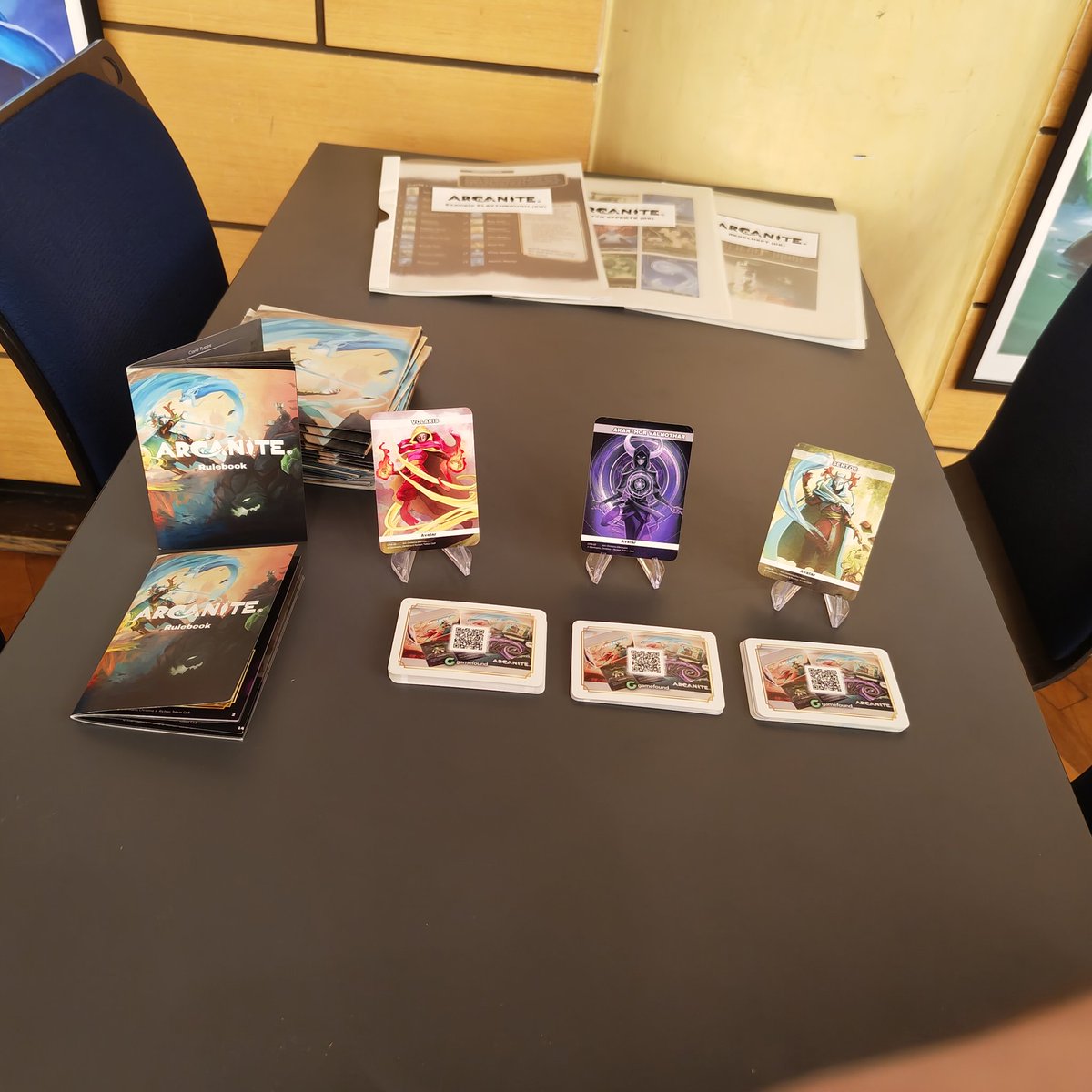 ArcaniteCCG's tweet photo. A long day at the #ratingerspieletage is over! It was an exciting experience to be sure. Here are some insights from today looking forward to tomorrow 🙂
#Arcanite #BoardGame #CardGame #BoardGames #CardGames #IndieGameDev #Tabletop #TCG https://t.co/VMiuE1wV4m