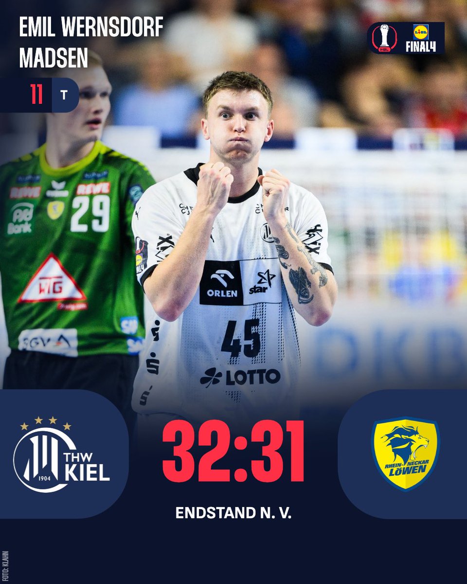 Was für ein emotionaler und irrer Auftakt in Köln! 🤯 Die Zebras kämpfen sich in Hälfte ✌️zurück in die Partie und spielen morgen um den Titel! 🏆 Wie hoch ist euer Puls nach diesem Halbfinale❓😮‍💨
_____
#LidlFinal4 #Handball