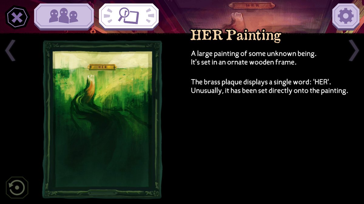 Beard61Sprinkle's tweet photo. Another #mermaid_mask theory I have is the painting in the submarine is not about the monster, it's whoever is under the plaque. Like, it could be misdirection- I thought this bc/ "why would the plaque be there?" https://t.co/ir2KjjEgDT