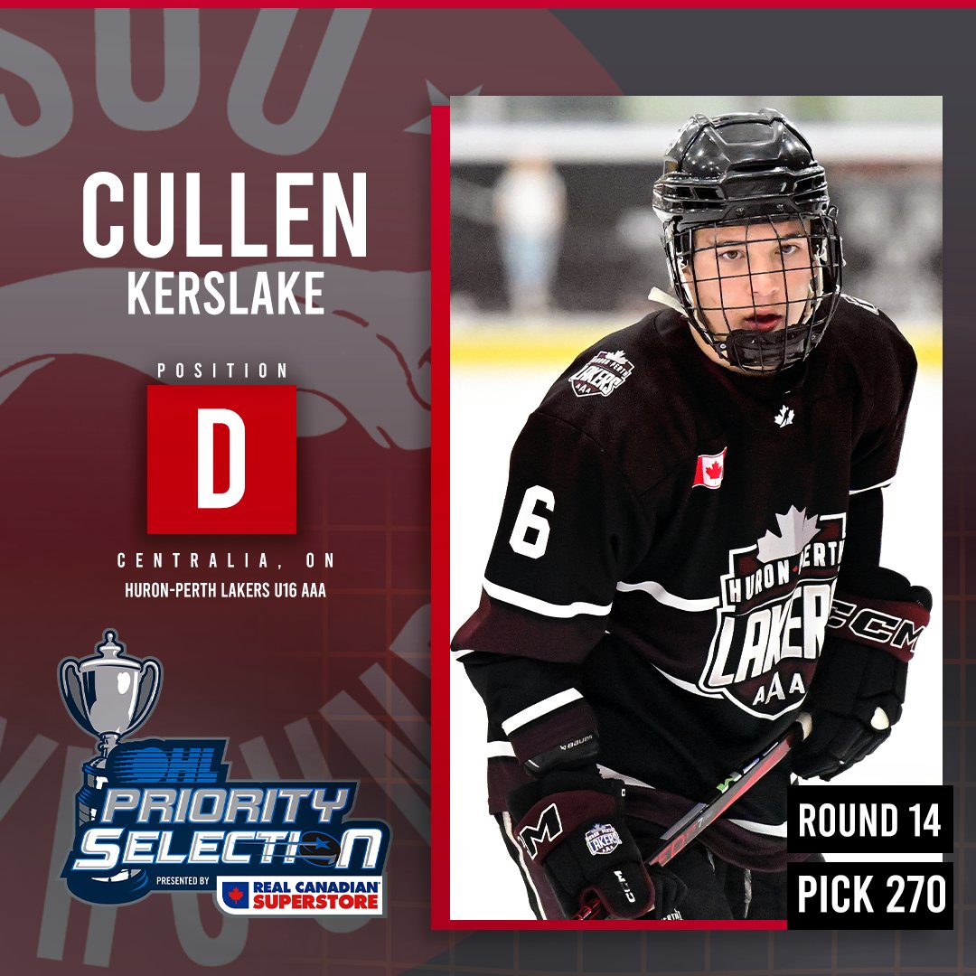 With the 270th overall pick in the 14th round of the 2025 OHL Priority Selection, The Soo Greyhounds select:
CULLEN KERSLAKE!
WELCOME TO THE RED &amp; WHITE
#OHLDraft