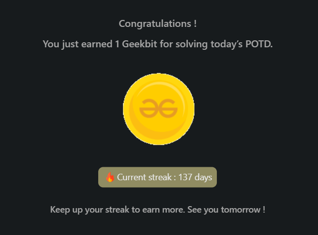Mayank_kumar111's tweet photo. Day 149: Progress in programming built one small step at a time. With every bug squashed every concept.

@geeksforgeeks

#geekstreak2024 #dsa #learntocode #learndsa #160daysofcode #gfg #geeksforgeeks #CodingChallenge #162DaysOfCode #gfg160 #Day149 #CodeMastery #CodeExploration https://t.co/ADePv2rbUf