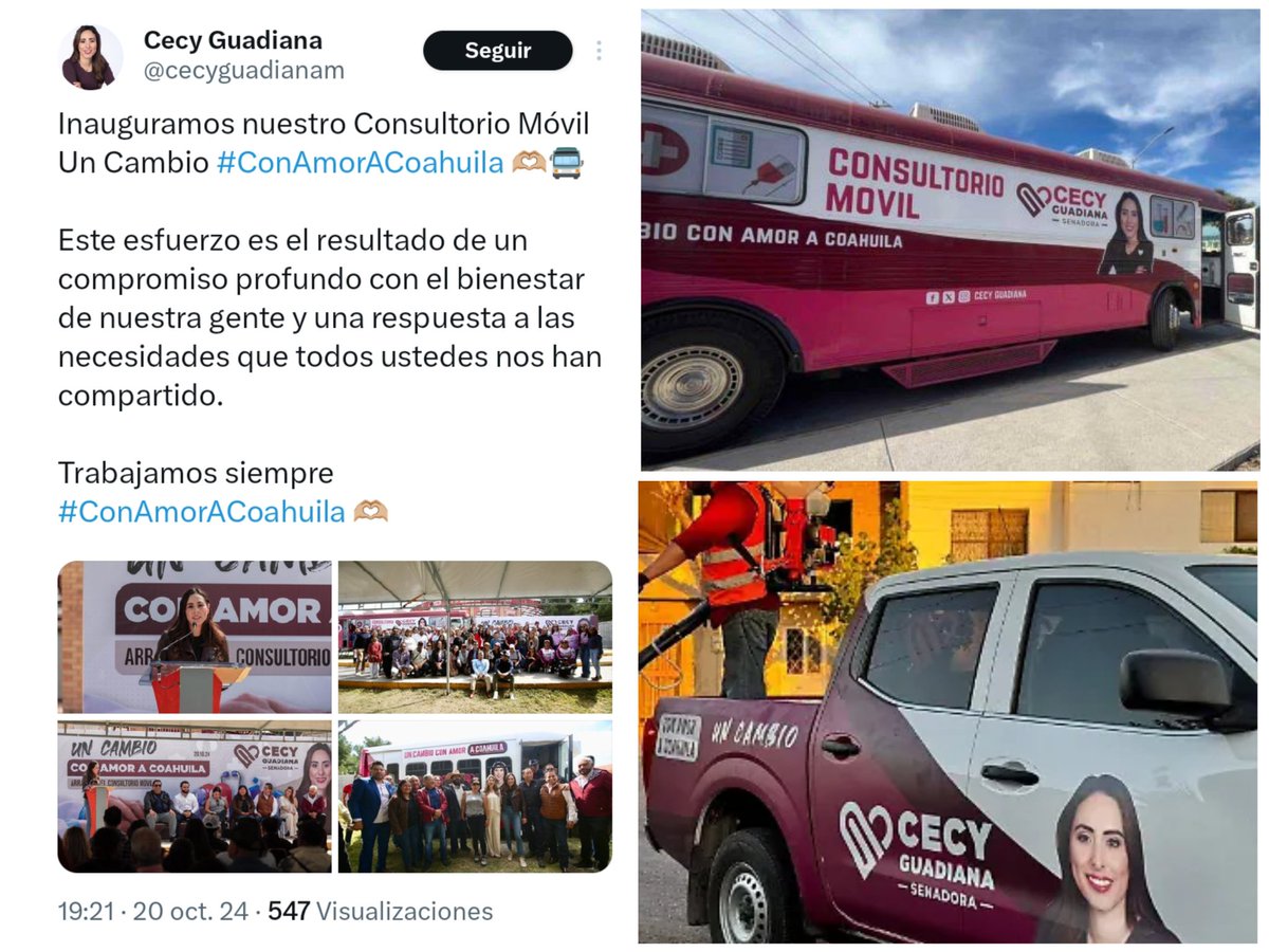 Ella es la Andrea Chávez de Coahuila: Cecy Guadiana <a href="/cecyguadianam/">Cecy Guadiana</a>.

Senadora de Morena, hija del corrupto Armando Guadiana y novia de Américo Villarreal Jr.

Creó un periódico llamado "Plan C" para autopromocionarse, tiene autos y camiones rotulados para sus "brigadas de salud".
