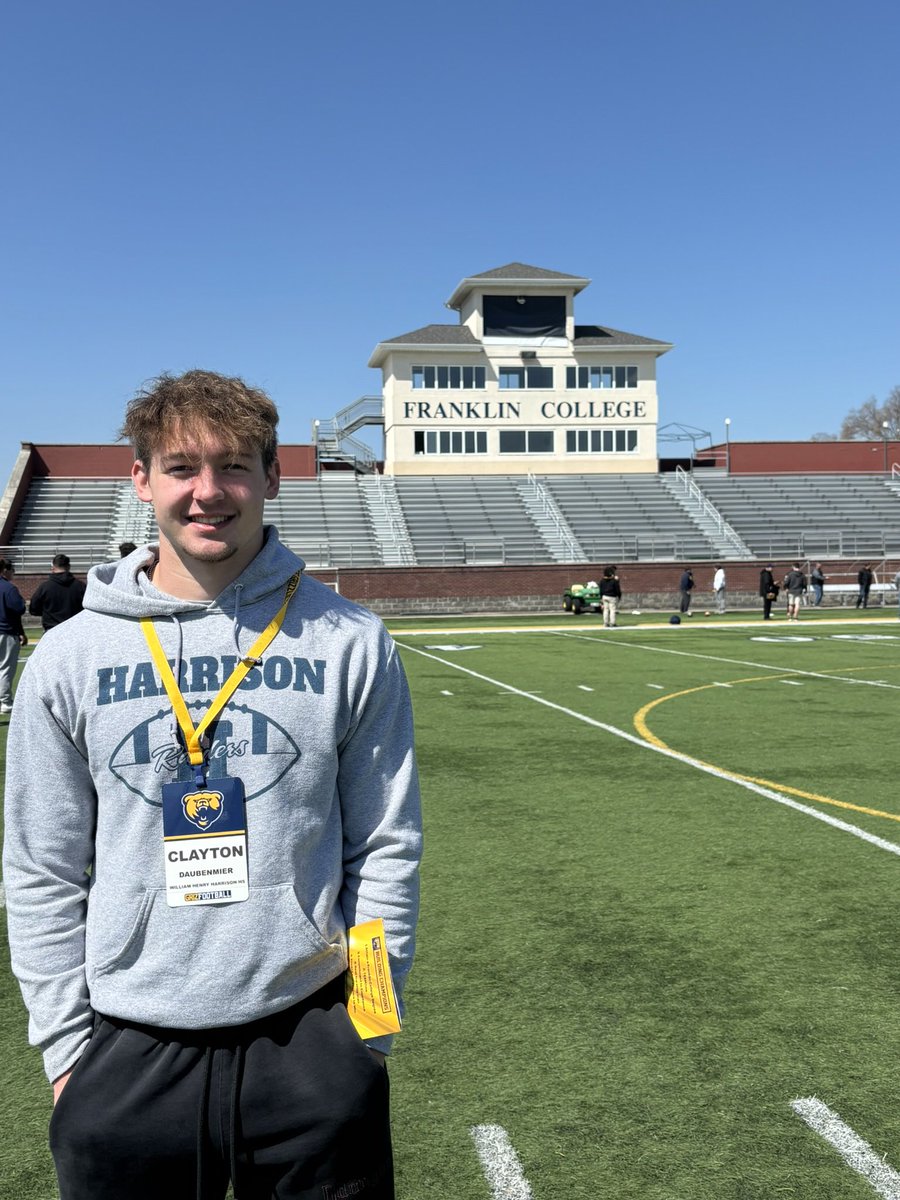 Clayton Daubenmier (@claydauby) on Twitter photo Had a great time <a href="/FCGrizFootball/">Franklin College Football</a> today! Thank you for showing me how a practice is ran and the how awesome the atmosphere is! Thank you to <a href="/Crooks_Ballin/">Joshua Crooks</a> for the invite!
<a href="/ChampionsManual/">Mike Leonard</a>
<a href="/CoachRock/">Coach Rock</a>
<a href="/Coach_H_HHS/">Kyle Holderfield</a>
<a href="/HHS_Raider_FB/">HHS Raider Football</a> Had a great time <a href="/FCGrizFootball/">Franklin College Football</a> today! Thank you for showing me how a practice is ran and the how awesome the atmosphere is! Thank you to <a href="/Crooks_Ballin/">Joshua Crooks</a> for the invite!
<a href="/ChampionsManual/">Mike Leonard</a>
<a href="/CoachRock/">Coach Rock</a>
<a href="/Coach_H_HHS/">Kyle Holderfield</a>
<a href="/HHS_Raider_FB/">HHS Raider Football</a>