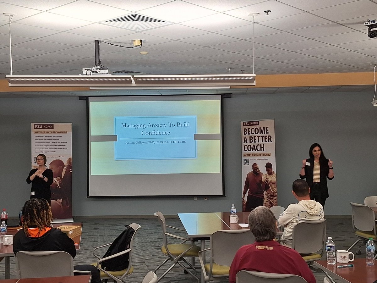 "Anxiety robs our attention." Dr. Kristen Galloway shares advice on how to manage anxiety to build confidence at our FSU COACH's clinic.
