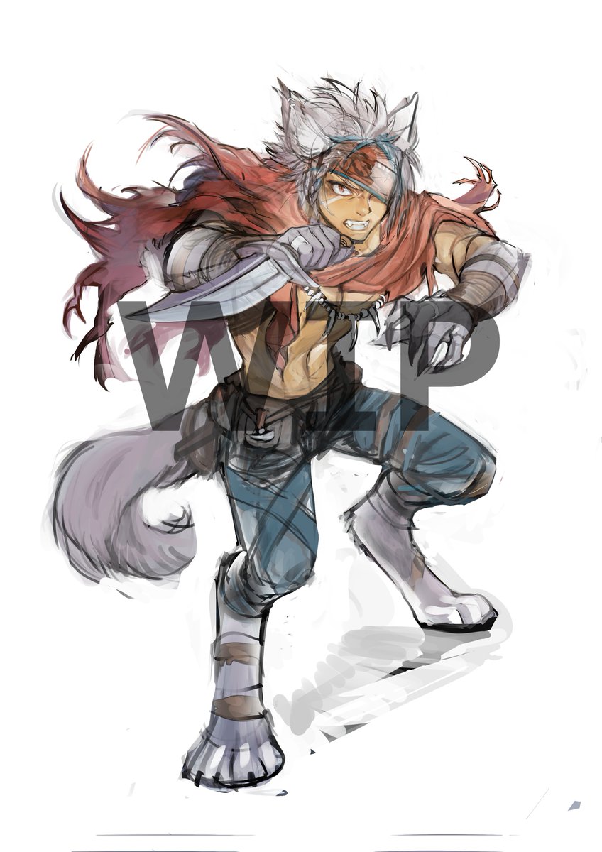 「半人半獣キャラ描きたい #WIP 」|ロマヌ=ルのイラスト