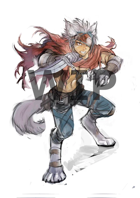 半人半獣キャラ描きたい #WIP 