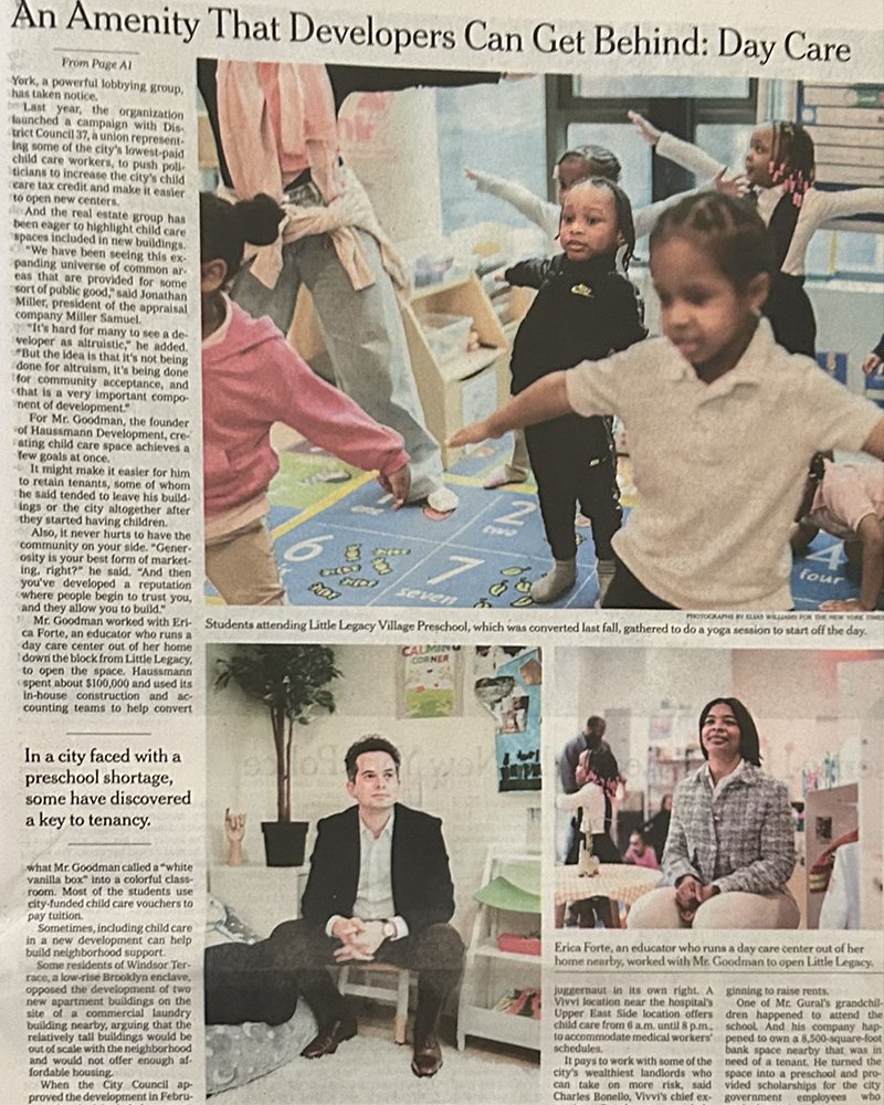 HaussmannDev's tweet image. Front page coverage from the @NYTimes, highlighting our work bringing affordable child care to our neighborhoods
"Haussmann Development’s Josef Goodman transformed a little-used lounge in Harlem into a neighborhood child care center"
Read the story here: nytimes.com/2025/04/11/nyr…