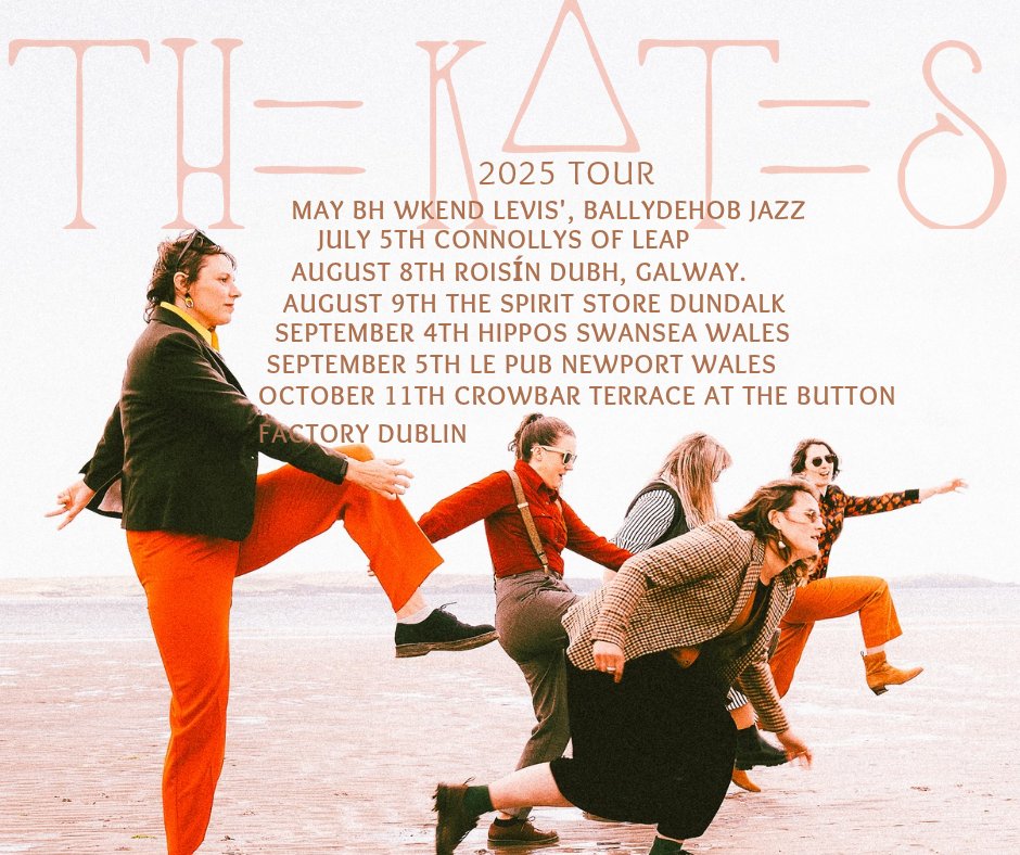 Hello! We are going on tour &amp; would love to see you at any of these gigs.
We are also back in Wavefield Recording Studios this month to finish cooking our bangers so they will be ready to serve.
Feeling very grateful and Kateful. Thank you for all the support. 

The Kates 🔺🟰