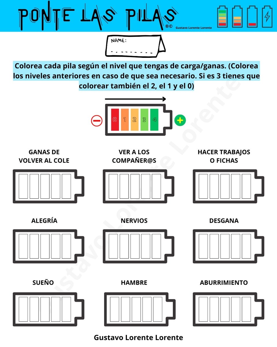Mi regalo🎁de fin de semana. PONTE LAS PILAS.Para cuando se vuelva y para conocer como llega el alumnado. (Es muy conveniente). Adaptable para #evaluación #edufis #familiaedufis #physed #claustrovirtual #educación #colegio #escuela