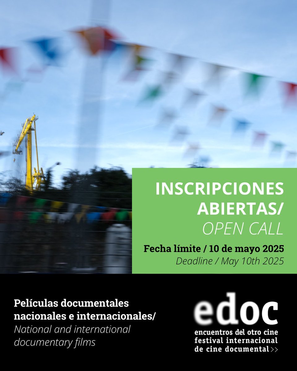 🎬 ¡Ya están abiertas las inscripciones para la 24ª edición del Festival Internacional de Cine Documental ‘Encuentros del Otro Cine’!

🔗 Link en BIO. 

🇬🇧 Submissions are now open for the 24th edition of the International Documentary Film Festival ‘Encuentros del Otro Cine’!