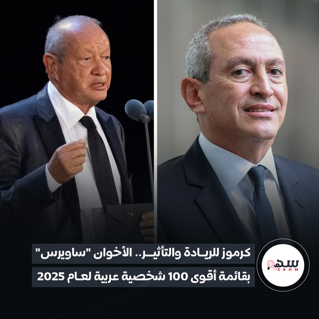 sahmmediacenter's tweet photo. #سهم | حجز الشقيقان نجيب وناصف #ساويرس مكانهما في قائمة "GulfBusiness" لأقوى 100 شخصية عربية لعام 2025، حيث حل #نجيب_ساويرس، رئيس مجلس إدارة "Orascom Investment Holding"، في المركز الـ53، بفضل دوره البارز في قطاع الأعمال واستثماراته المتنوعة، ودعمه لرواد الأعمال عبر منصته الرقمية الجديدة "MONIIFY".

📌 كما جاء #ناصف_ساويرس، الرئيس التنفيذي لـ"OCI"، شريك ملكية نادي "Aston Villa FC" بالدوري الإنجليزي، في المركز الـ49، نظراً لتأثيره البارز في قطاعي الصناعة والاستثمار.

📌وتُقدّر ثروة ناصف ساويرس بـ9.4 مليار دولار، ما يجعله أغنى شخص في مصر، بينما جاءت ثروة نجيب ساويرس بـ 5 مليارات دولار، بحسب قائمة "فوربس" لأثرياء العالم.

@NaguibSawiris