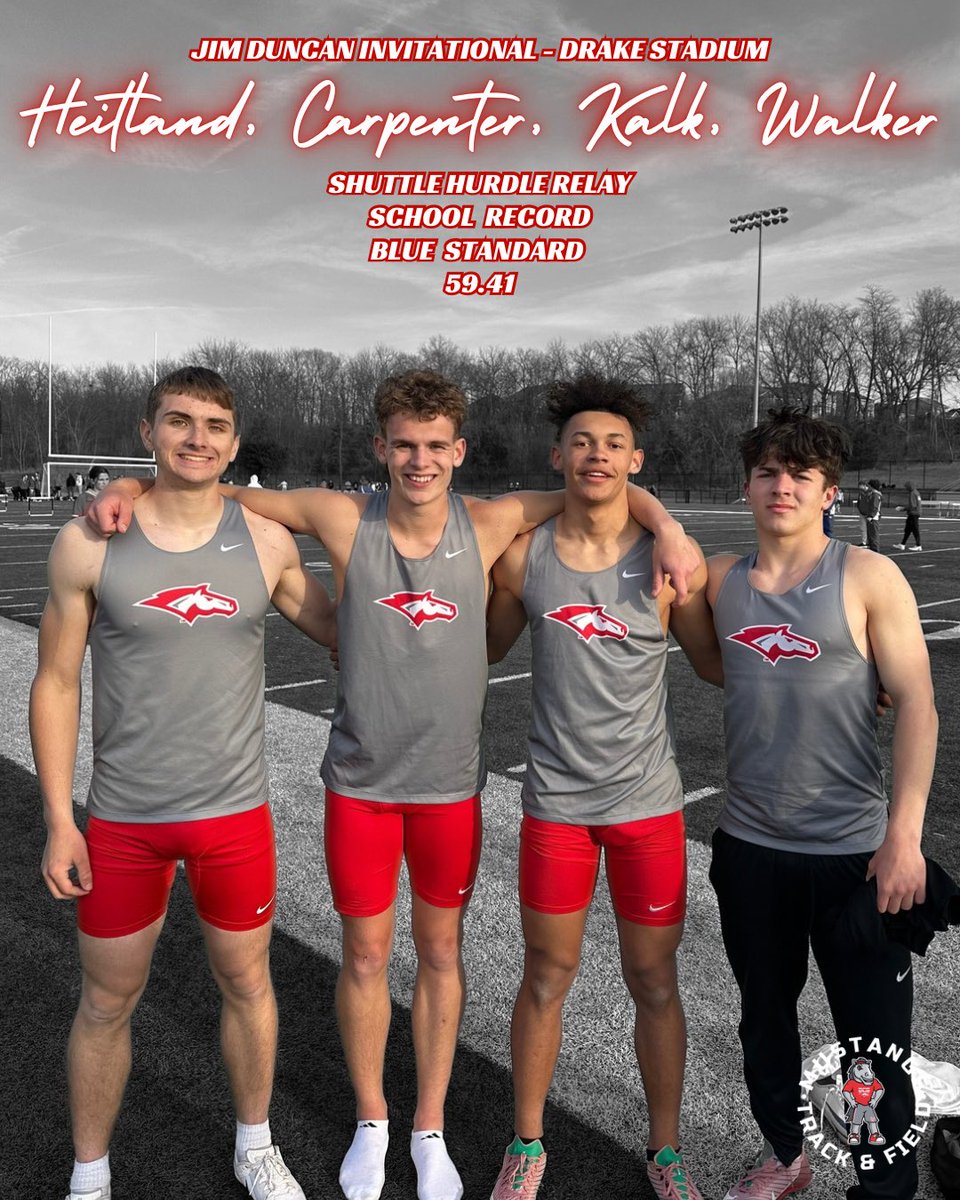 DCG Boys T&F (@dcg_tf) on Twitter photo ๐จSCHOOL RECORD๐จ
๐นBLUE STANDARD ๐น
Chase Heitland, Kolby Carpenter, Jordan Kalk and Darien Walker run 59.41 for a new school record and auto qualify for the Drake Relays! ๐จSCHOOL RECORD๐จ
๐นBLUE STANDARD ๐น
Chase Heitland, Kolby Carpenter, Jordan Kalk and Darien Walker run 59.41 for a new school record and auto qualify for the Drake Relays!