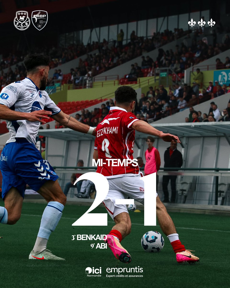 fcr1899's tweet photo. #FCRFBBP | ๐งญ ๐๐โ ๐๐ข-๐ญ๐๐ฆ๐ฉ๐ฌ
Aprรจs un dรฉbut de match fou, le FCR mรจne ร la pause contre Bourg Pรฉronnas !
๐ค@ici_hnormandie & Empruntis Rouen
#TeamFCR #Rouen #Normandie #FCR1899 https://t.co/ez6BlWz0PY