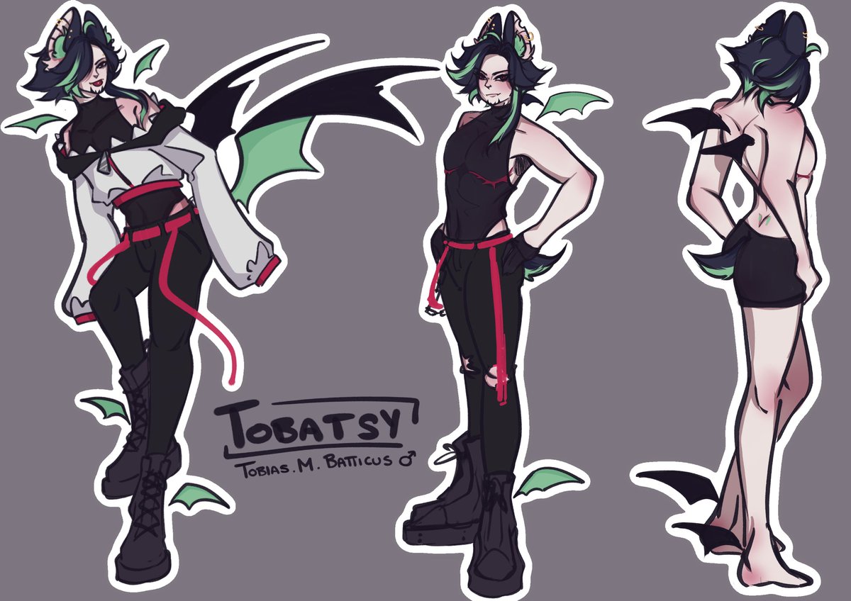 T0BATSY's tweet image. [ TOBATSY REF SHEET ]
He/Him Bat Boio 🦇