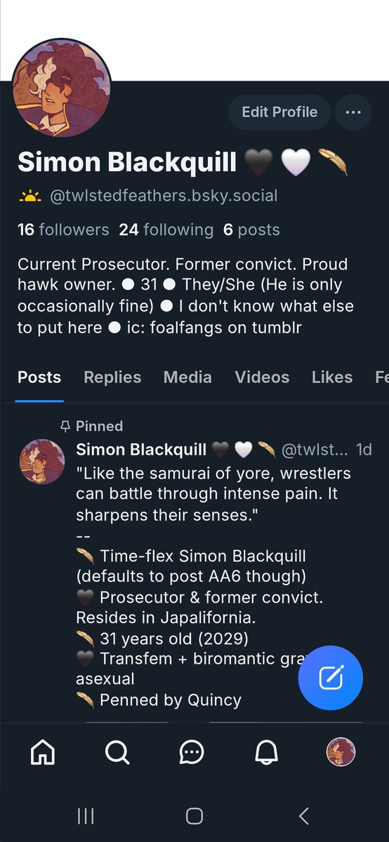 TWlSTEDFEATHERS's tweet photo. (🩷🖤) Decided to make the jump to the other place for the most part; I'm tired of all the bigotry that gets recommended and I've just trying to move away from this place for a long time. 

May still pop over here occasionally but here's all my current RP accs at the other place https://t.co/CuNpkfOx7R