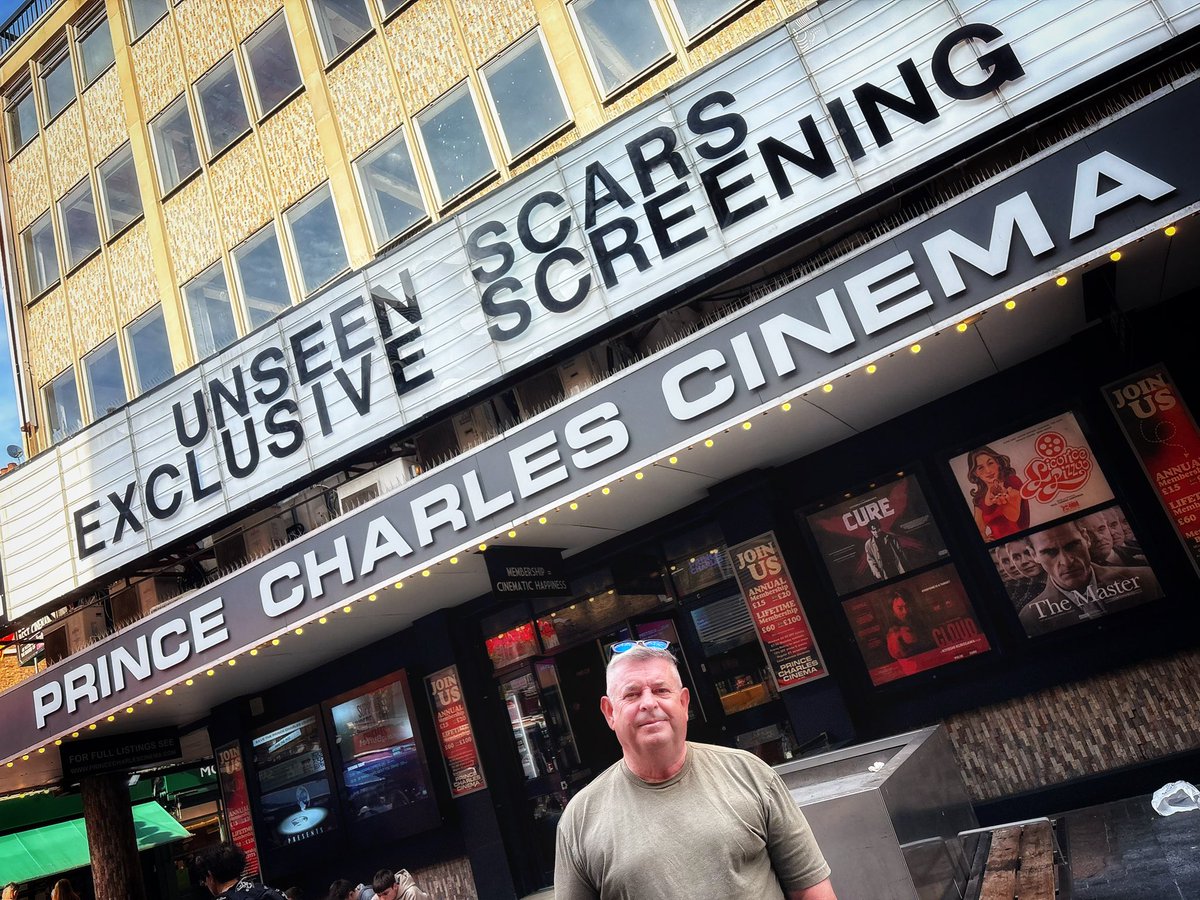 dave_fincham's tweet photo. I and @CAT_ontheprowl eagerly waiting to see the Exclusive Premier showing of a powerful film called # Unseen Scars. Showing tonight at The Prince Charles Cinema Leicester Square. Great being a part of this film. #princecharlescinema #unseenscars https://t.co/zWaipLPoxO