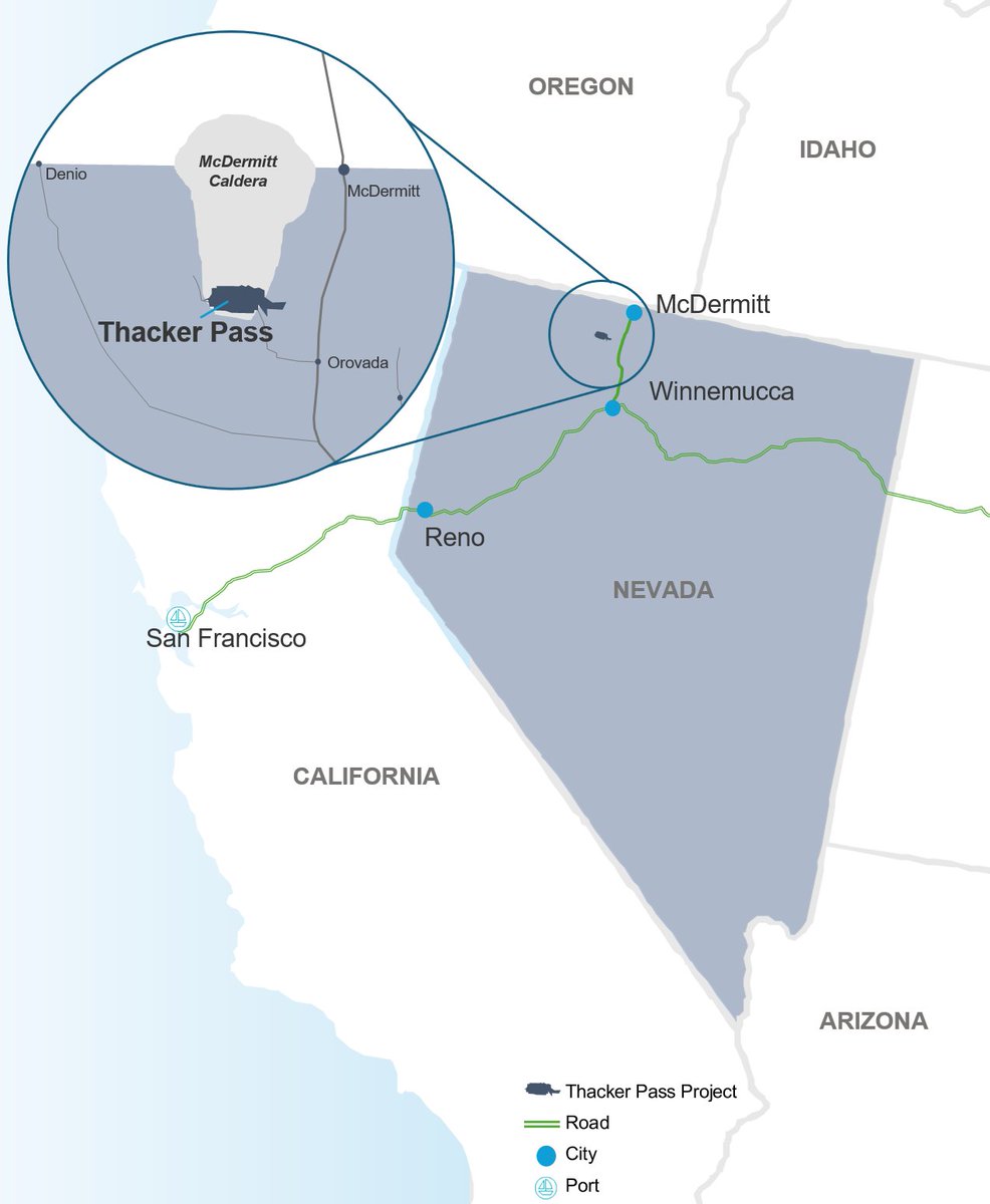 EricLDaugh's tweet photo. Potentially the world's largest lithium reserve is in Nevada, along the border with Oregon.

Up to 40 million tons of lithium.

We need to start mining more of this. China would hate it.

👀 https://t.co/oG0jcdwBTW
