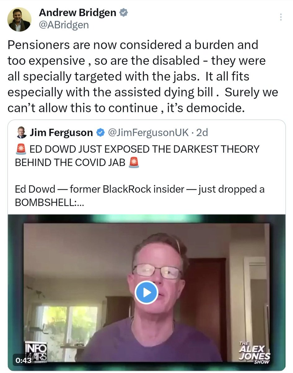 _johnbye's tweet image. Ex MP Andrew Bridgen continues down the rabbit hole, suggesting covid vaccines were designed to kill the elderly, making ludicrous claims about miscarriage rates, and sharing long debunked claims about a vaccine being used to sterilize women in Kenya.

And that's just this week!