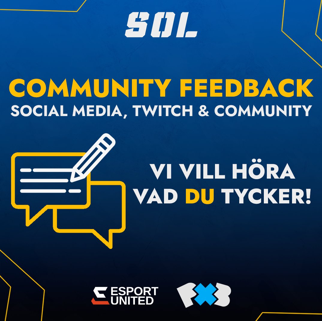 📢 Community feedback - vi vill höra från dig!

Hur upplever du SOLs sociala medier, Twitch och community? 
🤡Memes, 📅scheman, 🎬highlights - allt spelar roll.

💬 Dela dina tankar i vårt community feedback-formulär - din åsikt är ovärderlig.
👉 forms.gle/jYCSHYusbX7HWL…