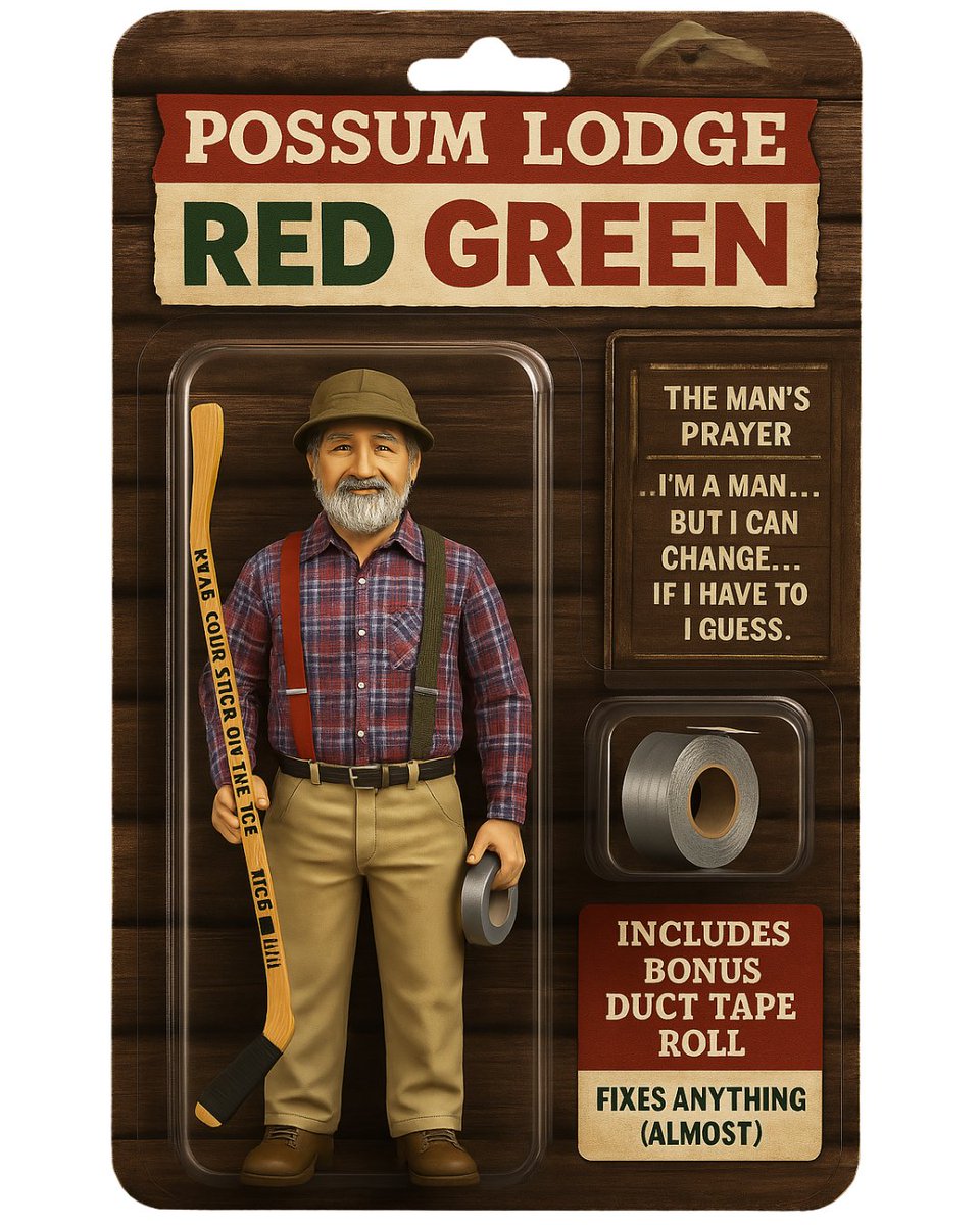 realredgreen's tweet photo. Dream Drop! Red Green Action Figure
AI's learning, but some things are timeless...
Keep Your Stick On The Ice! https://t.co/yMRYmQFgIa