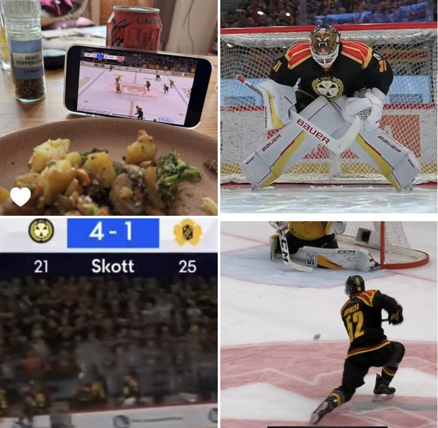 UNDERBART att se BRYNÄS klara för finalspel. Tur att det åtminstone finns en engelsk betalkanal som visar matcher från SHL. Väcker härliga barndomsminne till liv från min korta ’karriär’ i Brynäs pojklag 3  😂. Som man säger. En gång Brynäs, alltid Brynäs!