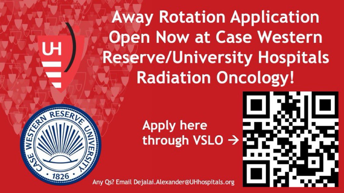 ‼️🚨Attention MS4s interested in Rad Onc! Spots are filling up fast for away rotations <a href="/RadOncUH/">RadOncUH</a> ⭐️Come join us! Apply through VSLO here (or with the QR!)👉🏼👉🏼  tinyurl.com/ytfua22f, using program code RAON 4002A! Supporting grants are available! 👉🏼👉🏼tinyurl.com/6esfmm5e