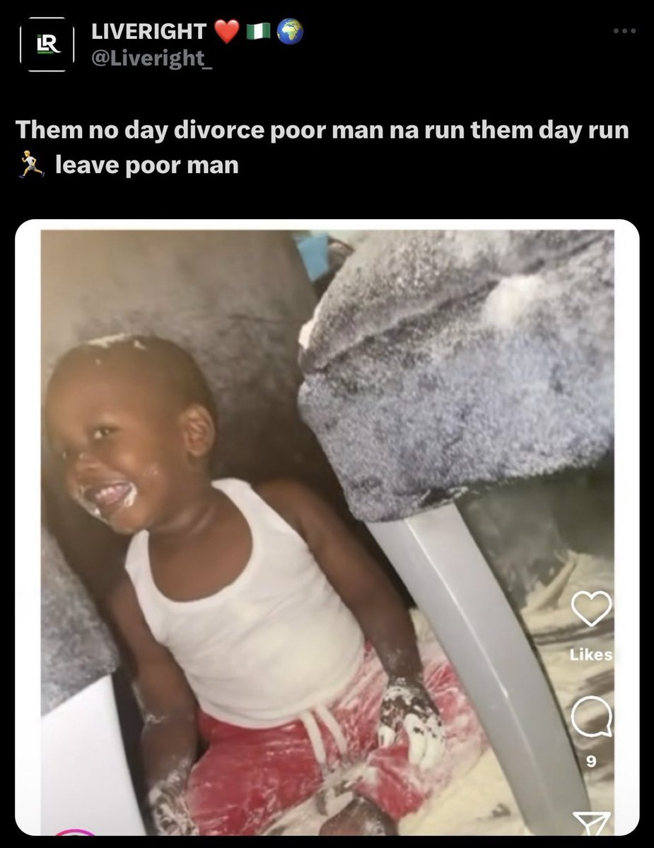 Liveright_'s tweet photo. @instablog9ja Just note them no day divorce poor man na run them day run 🏃‍♀️ leave poor man https://t.co/nNzvFcgRJI
