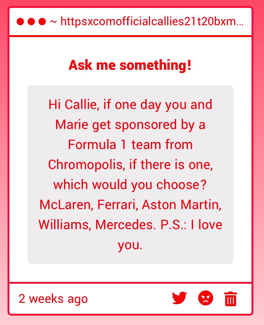OfficialCallie_'s tweet photo. Uhhh… well. Mercedes sounds like a cute name! I’ll go with that!

(What is a Mercedes?) https://t.co/K4nnaWhNoC