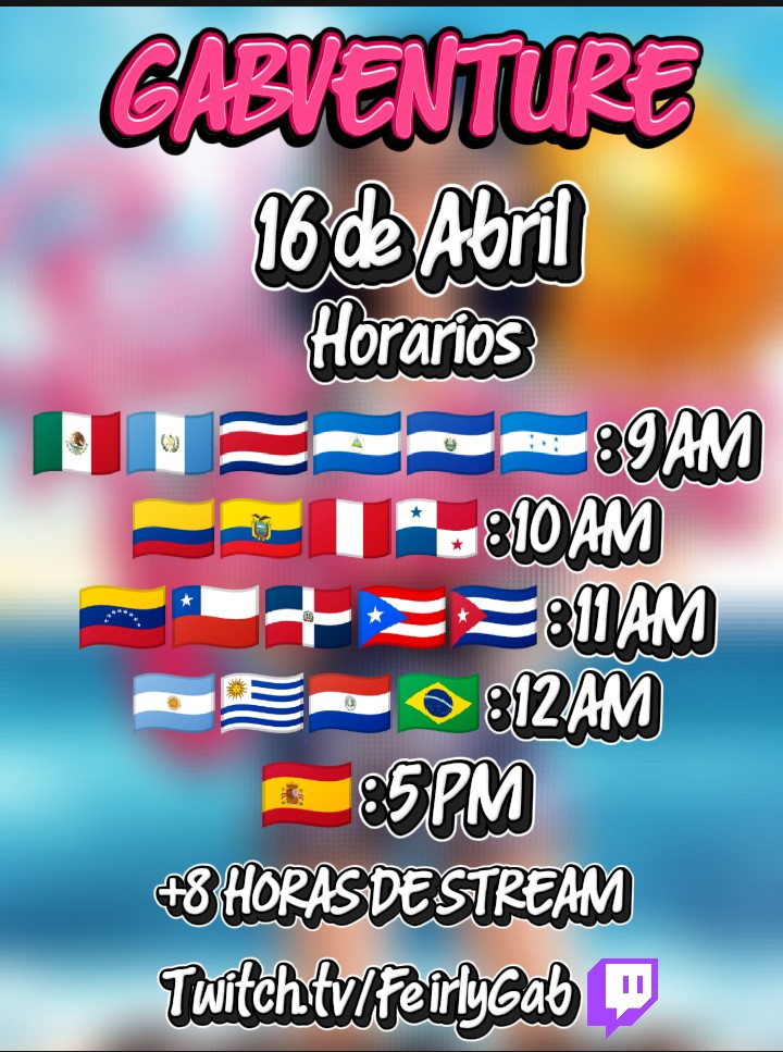 HaxVnk's tweet photo. El GabVenture ya está cerca✨
Por acá les dejo los horarios de a qué hora empieza en cada pais🗓️
No se lo pierdan‼️ https://t.co/aRIAaBKzcl