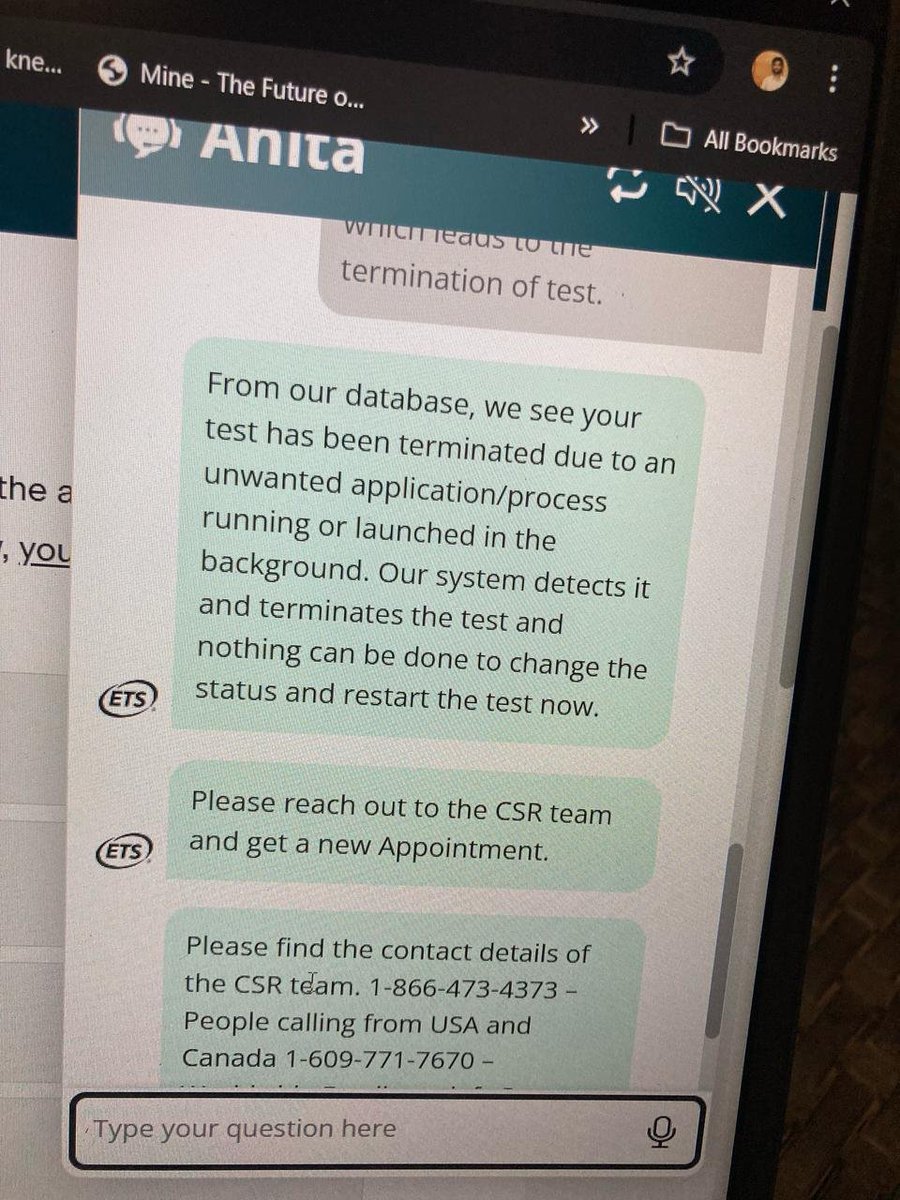 imVsreenath's tweet photo. @ETSInsights 
My GRE at-home test (ETS ID: 2SG76B66), scheduled on Feb 13, 2025, was terminated before the exam began.
The proctor asked me to disconnect and contact CSR. I’ve sent many emails and made several calls but got no proper response.
This is delaying my academic plans. https://t.co/nIlOERvL6i