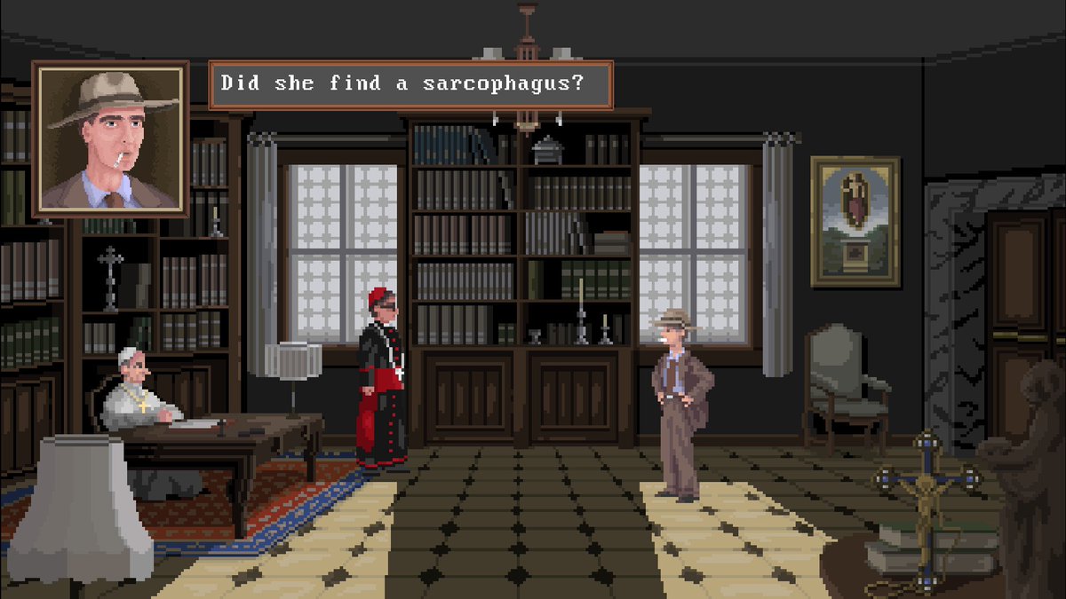 PointPixelAdv's tweet photo. Hey!  I'm developing an adventure game with sci-fi elements set in Egypt, Turkey and the Vatican with pixelart graphics and an amazing soundtrack.

Help me to spread the word about the game!

Link  below.👇

#pixelart #indiegame #adventuregame #pointandclick https://t.co/wtbruMCo0N