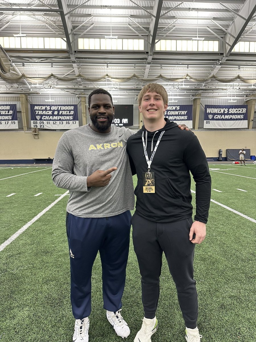 Trent Merrell (@trentmerrell) on Twitter photo Thank you <a href="/ZipsFB/">Akron Football</a> for having me out for spring practice today! Energy was amazing and canāt wait to get back!!
<a href="/ChaseFarris57/">Chase Farris</a> <a href="/CoachMiscuda/">Coach Eric Miscuda</a> <a href="/morr_movement_/">Trevor Morrison</a> <a href="/BDPRecruiting/">Bryan Payton</a> <a href="/RoboLeonard/">Anthony Leonard</a> <a href="/CoachTibs/">Tim Tibesar</a> Thank you <a href="/ZipsFB/">Akron Football</a> for having me out for spring practice today! Energy was amazing and canāt wait to get back!!
<a href="/ChaseFarris57/">Chase Farris</a> <a href="/CoachMiscuda/">Coach Eric Miscuda</a> <a href="/morr_movement_/">Trevor Morrison</a> <a href="/BDPRecruiting/">Bryan Payton</a> <a href="/RoboLeonard/">Anthony Leonard</a> <a href="/CoachTibs/">Tim Tibesar</a>