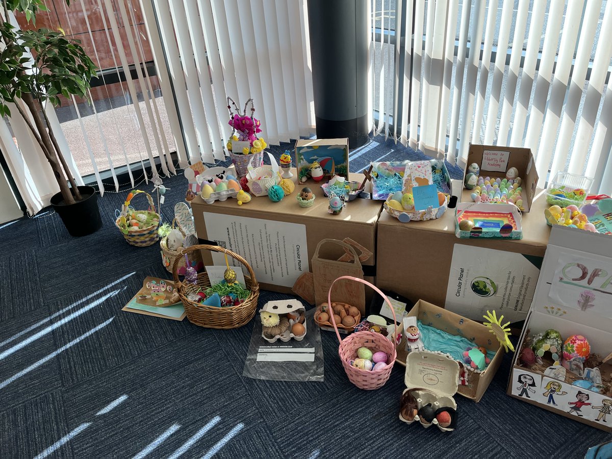 FibParkAcademy's tweet photo. Wishing all our families and staff @FibParkAcademy and @VicAcademies  a very Happy Easter.  We finished our spring term with our Easter hat parade and our decorate an egg competition- our theme was "What makes me happy".  Can you spot the OPAL egg @OpalCic ? https://t.co/qhxhS9mVIE