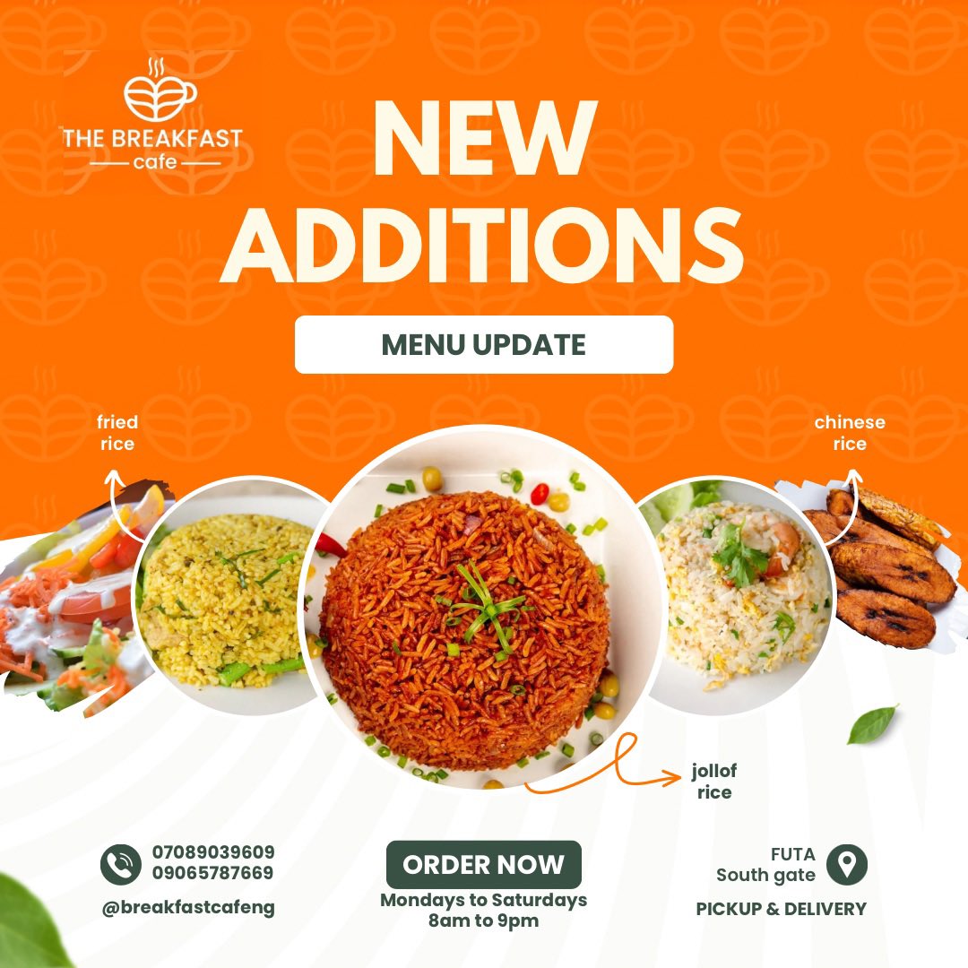 BreakfastcafeNg's tweet photo. You asked, and of course—we delivered!

We’re super excited to announce that starting Monday, 14th April 2025, rice dishes will now be available at The Breakfast Cafe!
And guess what? They’ll be ready for immediate pickup or delivery—no more long waits! https://t.co/9MSjeXGjDW