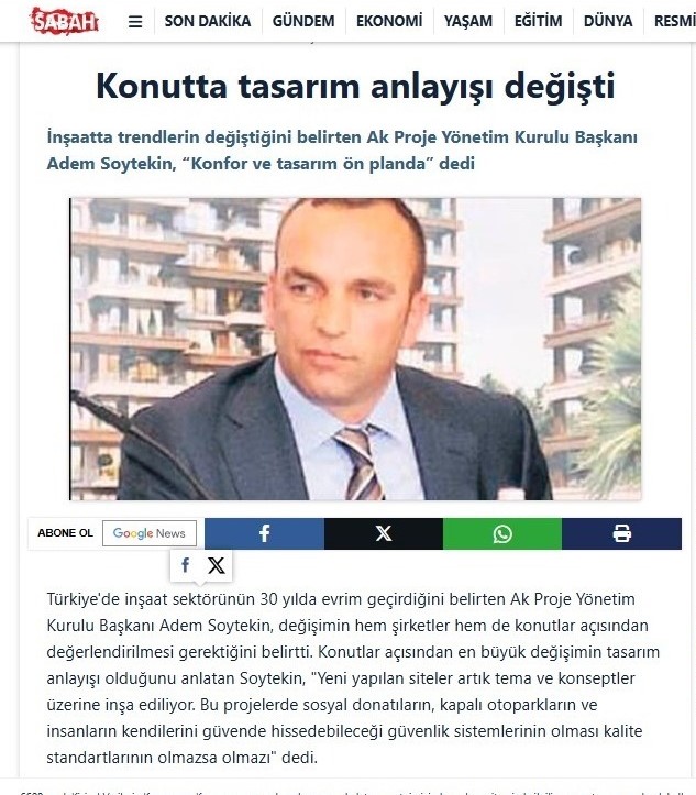 Adem Soytekin hakkında “Şirketlerini 2019’da kurdu, İmamoğlu’nun kalfasıydı” diyen Sabah Gazetesi, 2015 ve 2016’da Soytekin’in konut sektörüyle ilgili açıklamalarını "AK Proje Yönetim Kurulu Başkanı" ünvanıyla haberleştirmiş. 

#ALTSATIR #HABER #Gündem