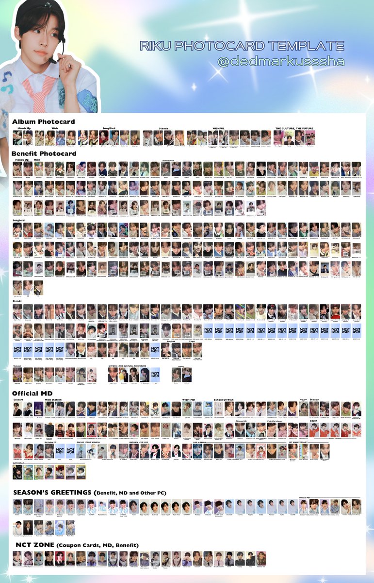 NCT WISH💫 🔹Riku ALL Photocard Template 엔시티위시 Hands Up Wish