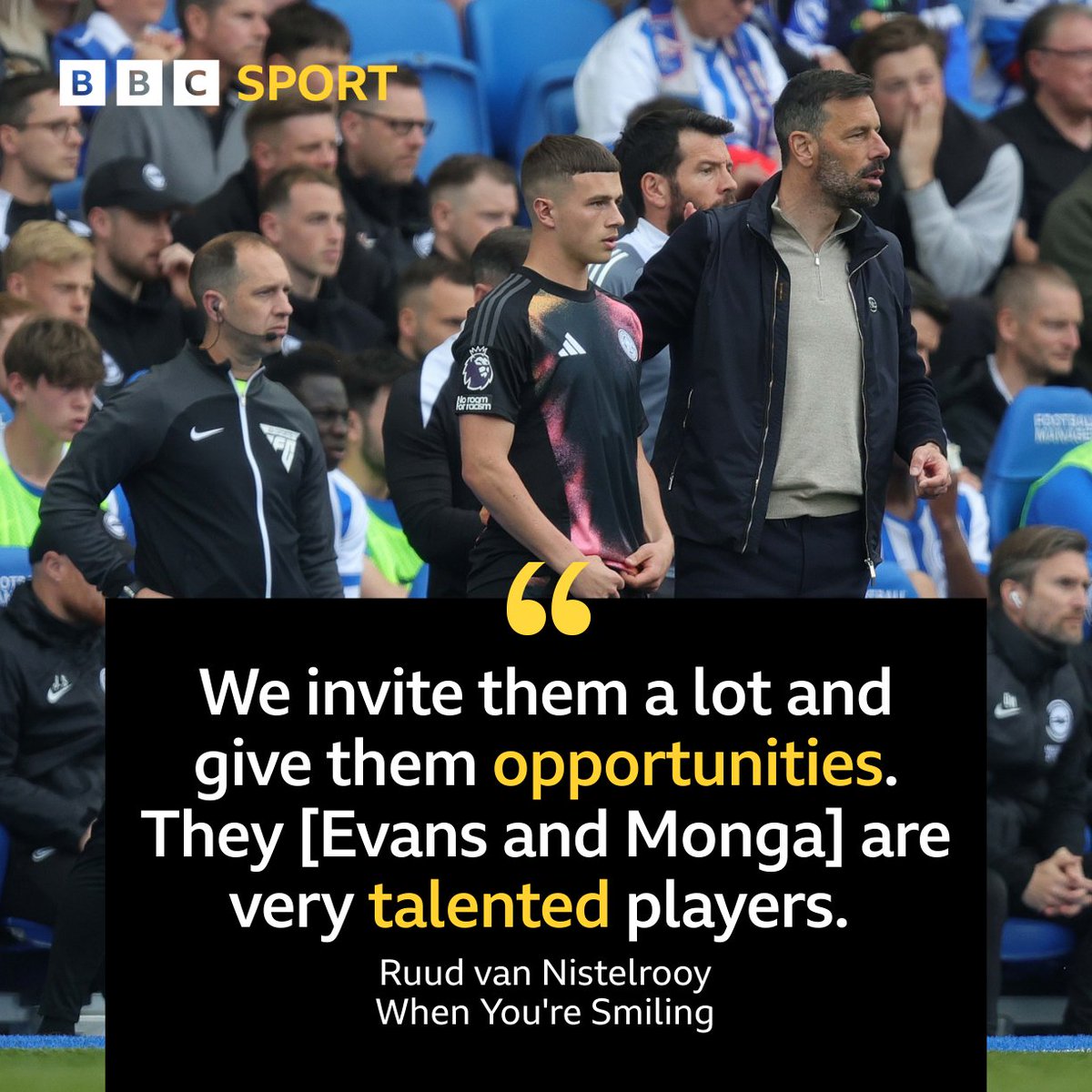 BBCRLSport's tweet photo. 🦊 #LCFC | What a moment for 16-year-old Jake Evans, who made his debut for Leicester City this afternoon! 

Jeremy Monga made his Premier League debut for City on Monday evening. 

van Nistelrooy has told 𝐁𝐁𝐂 𝐒𝐩𝐨𝐫𝐭 𝐋𝐞𝐢𝐜𝐞𝐬𝐭𝐞𝐫 that he wants to support the youngsters. 👇