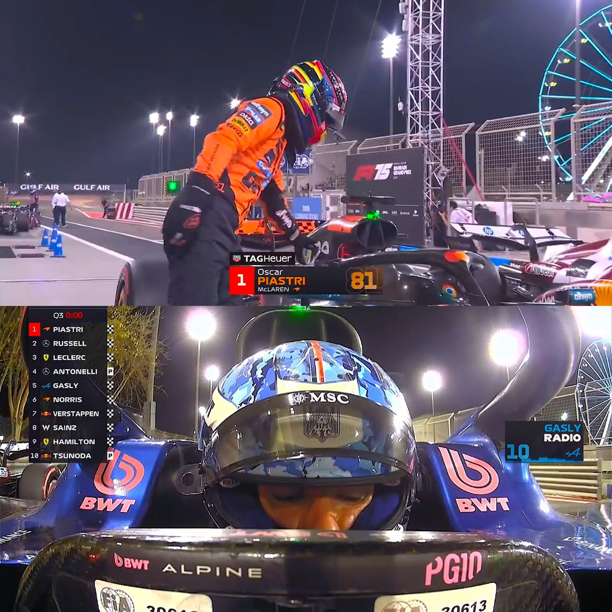 f1galleryhall's tweet photo. Big shoutout to Pierre Gasly who qualifies P5 +0.375 seconds behind Pole Sitter Oscar Piastri 👏🇧🇭 https://t.co/Lw2lYfEHJm