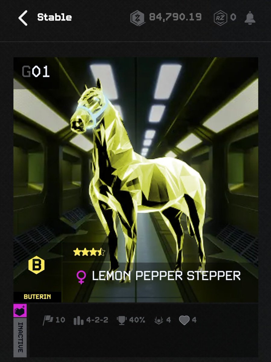 What a time to earn unclaimed badges for the new <a href="/zed_champions/">ZED CHAMPIONS</a> game!!!  Lemon Pepper Stepper is excited to breed a winning lineage now that she retired after 10 races.  There is still time to get in before April 29th launch date.  🐎🐎🐎