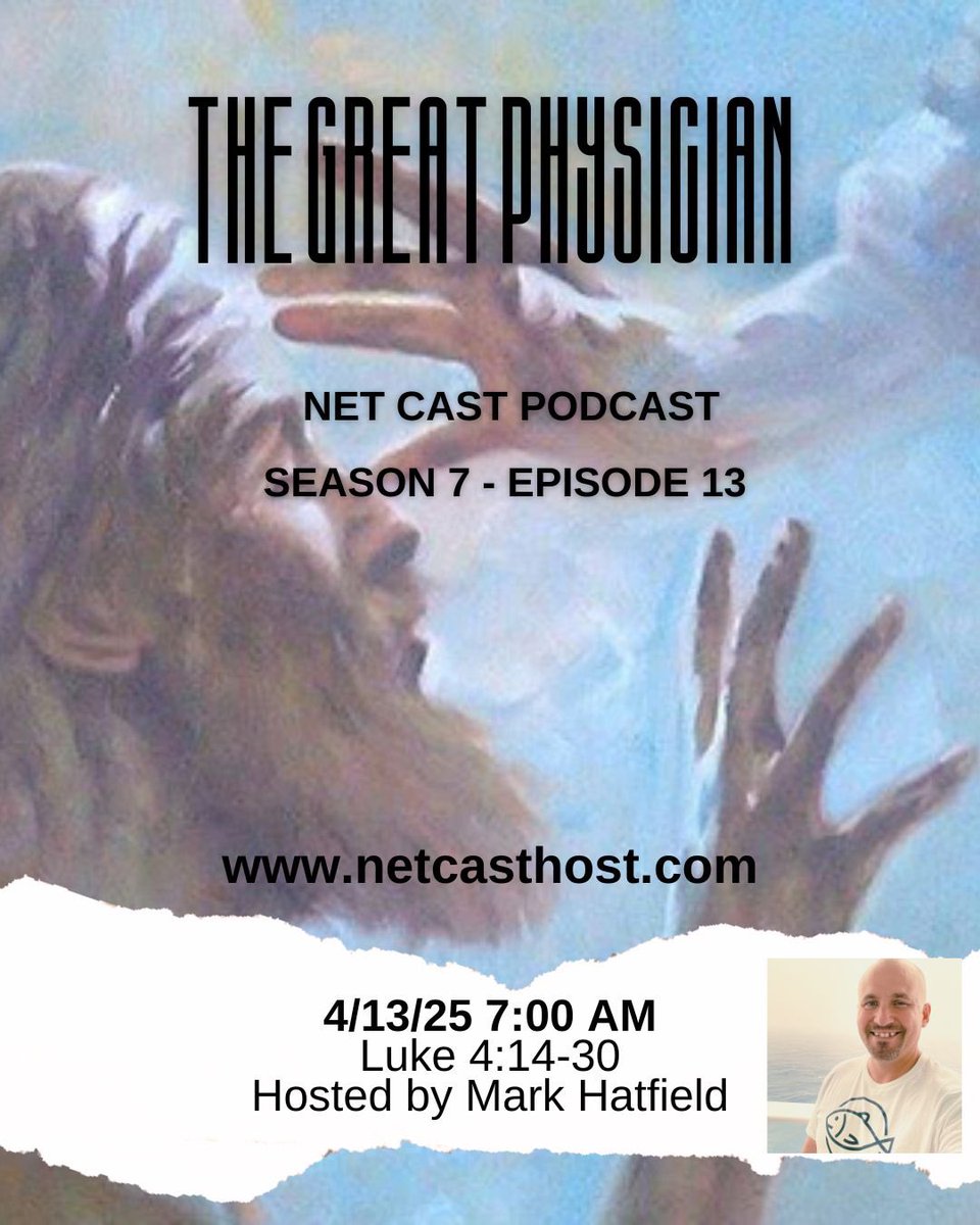 NetCastHost's tweet photo. Check out the latest episode in the podcast series: Doctor Luke and The Great Physician. 

The Great Physician
Luke 4:14-30
Net Cast Podcast
S7 - E13
https://t.co/WZs8W0MQX0
4/13/25
7:00 am
Hosted by Mark Hatfield

A transcript of the episode is available on the blog. https://t.co/xS0Zf56tRA