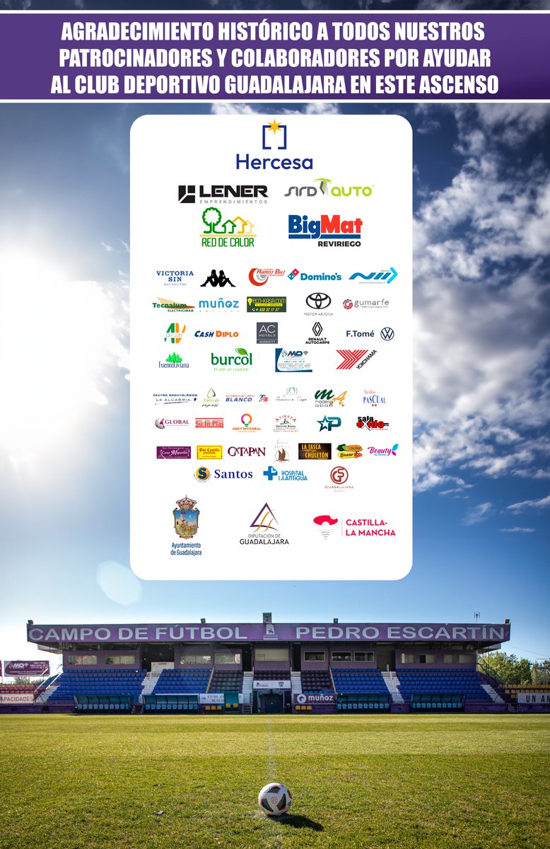 🫵🏻 ¡Este ASCENSO también es VUESTRO!

🫂 Agradecimiento HISTÓRICO a todos nuestros PATROCINADORES y COLABORADORES en hacer MÁS GRANDE a nuestro DÉPOR

😃Afición, DALE RT a este tweet en AGRADECIMIENTO a todos ellos. ¡Son muy importantes!