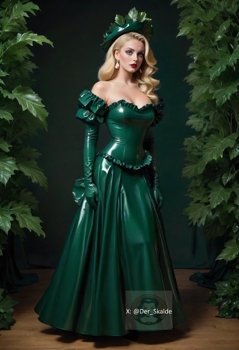 elegant dark green latex dress