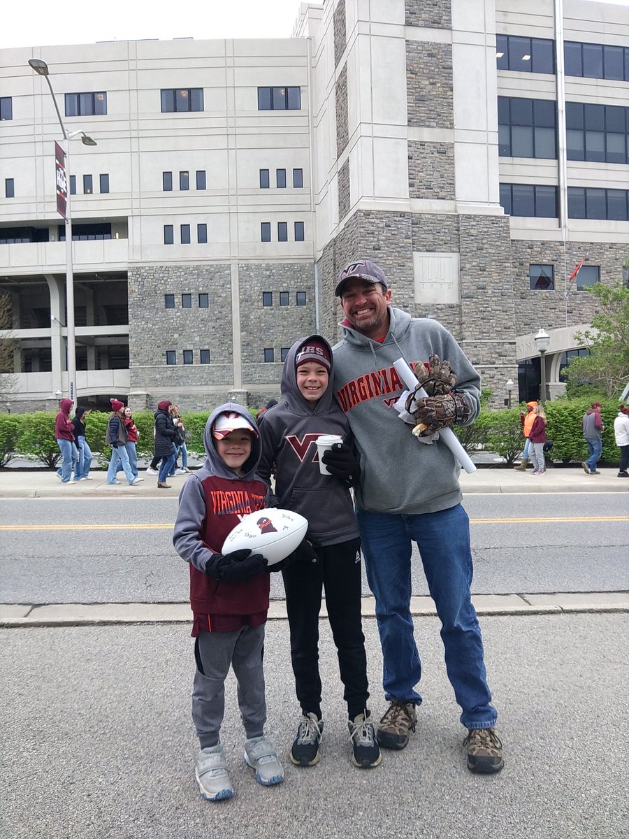 RevJakeWH's tweet image. Drove 3 hours for #Hokies Spring Game and our day is made even before it starts!