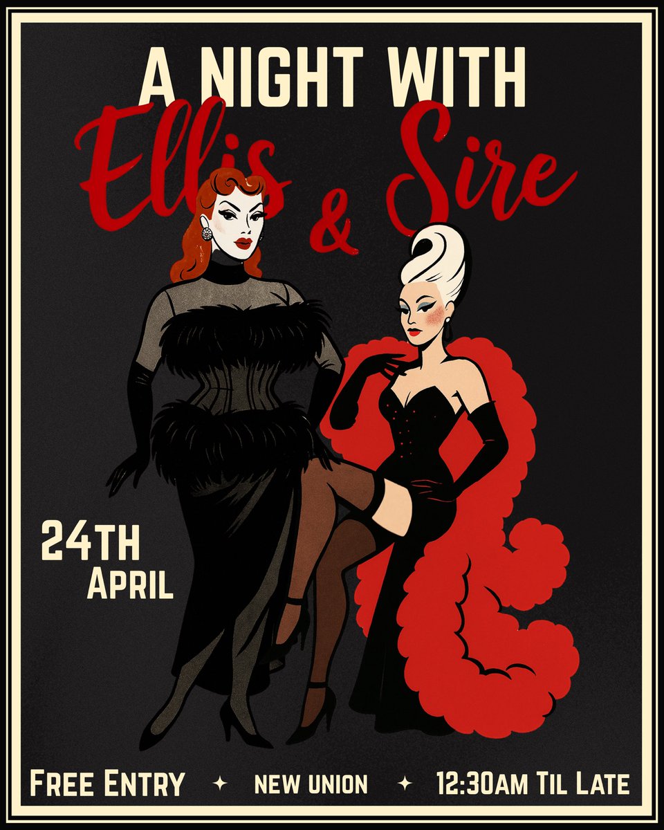 Ellis_Atlantis's tweet image. Our debut show is here, @itsjustsire turns another year older and to celebrate we’re putting on alittle show at the @newunionhotelmcr on the 24th of April ✨💋

_
Free Entry 
Posters by @myfriendscallmepen